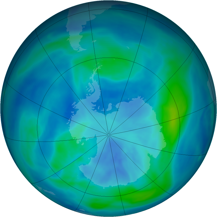 Antarctic ozone map for 20 March 2007